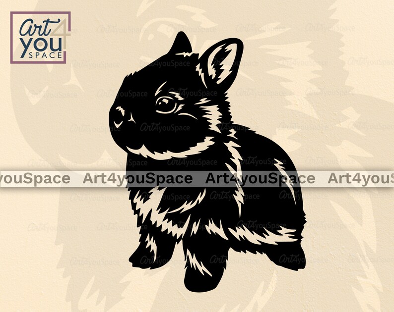 Netherland dwarf rabbit svg files for Cricut, rabbit SVG, bunny clipart, cute pet vector download, printable art, farm animal cut file image 3