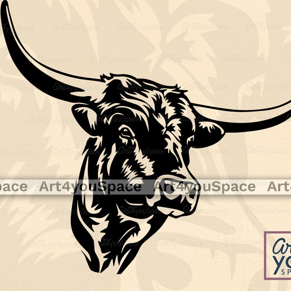 Steer SVG Cricut, Imágenes Prediseñadas de ganado de cuernos largos, vector de cabeza de búfalo, cara de toro png, vaca, ganado vivo, animal de granja, Descargar, Dxf