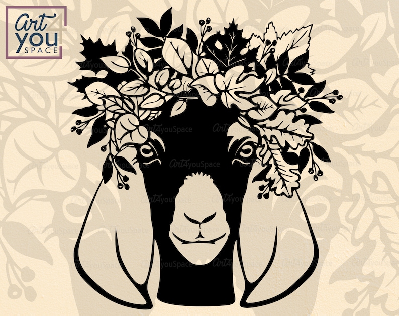 Download Goat svg fall svg floral wreath leaves headband farm | Etsy