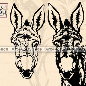Donkey Svg files for cricut, farm animal vector, Peeking face dxf vector, digital download, shirt design, png printable artlivestock clipart