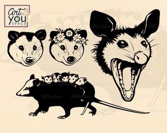 svg opossum mom, possum face, woodland animal, wild nature, cute virginia opossum, vector, Clipart, Download, shirt svg, Cricut, PNG, Dxf