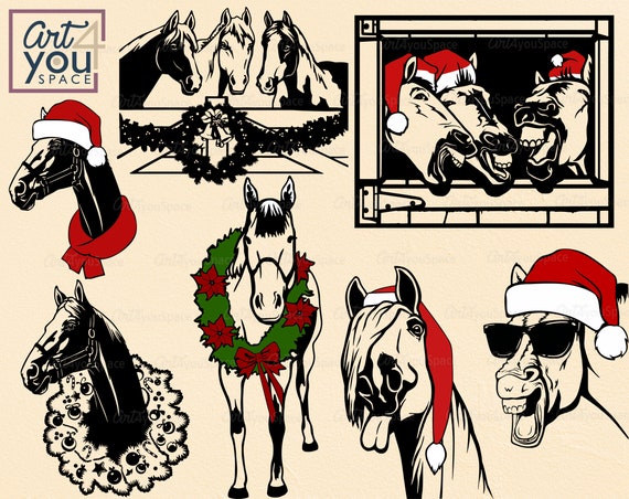 Download Horse Christmas Svg Bundle Cricut Xmas Vector Funny Farm Etsy PSD Mockup Templates