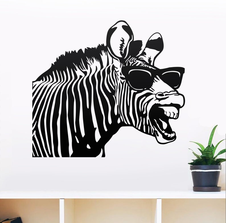 zebra Svg, cricut, funny animal in Glasses, safari animal, head, zoo, african, clipart, vector, download, png, shirt stencil, dxf, laser cut image 5