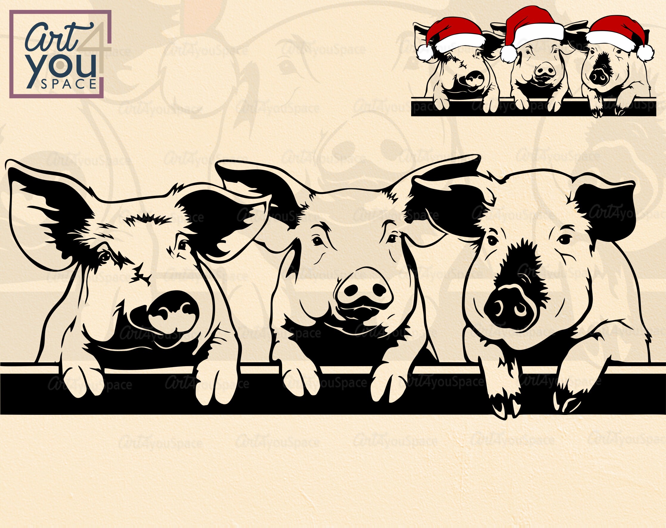 Download Funny Pigs Svg Peeking Farm animals cricut clipart Swine | Etsy
