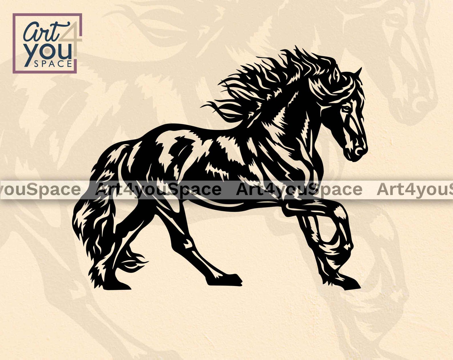 Friesian Horse, Running Horse Svg, Dxf Files for Plasma Cnc, Metal ...