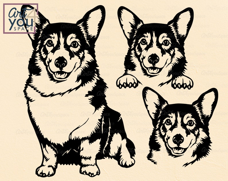 Download Corgi svg dog svg Cute Corgi dxf face head body peeking | Etsy