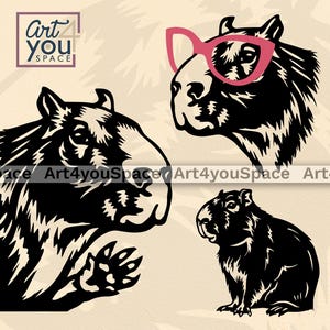 Capybara svg, Vector Graphics, Cute Animal Clipart, Cartoon Png, t-Shirt Tote Bag Sticker Designs, Cricut Projects, Dxf files for Plasma Cnc