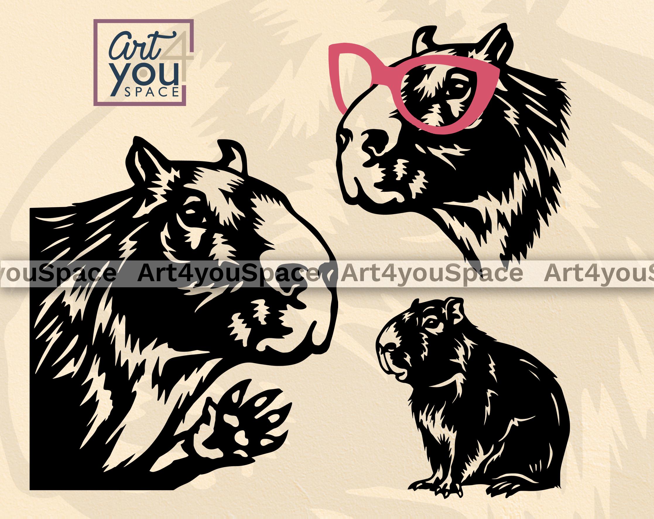 Capybara svg, Vector Graphics, Cute Animal Clipart, Cartoon Png, t-Shirt Tote Bag Sticker Designs, Cricut Projects, Dxf files for Plasma Cnc