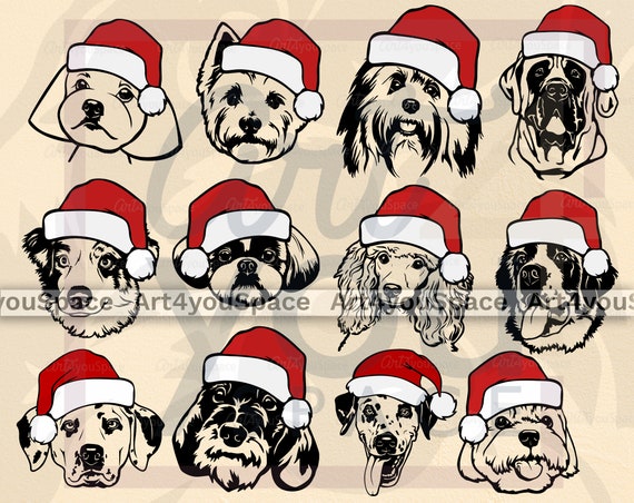 Download Christmas Dog Svg Bundle Dog Santa Hat Xmas Clipart Cricut Etsy PSD Mockup Templates