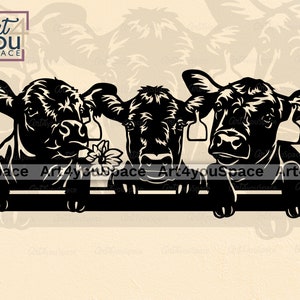 Veaux svg Cricut, clipart veau Black Angus, animal de la ferme png, téléchargement, vecteur découpé au laser, plasma cnc glowforge DXF EPS, art imprimable génisse