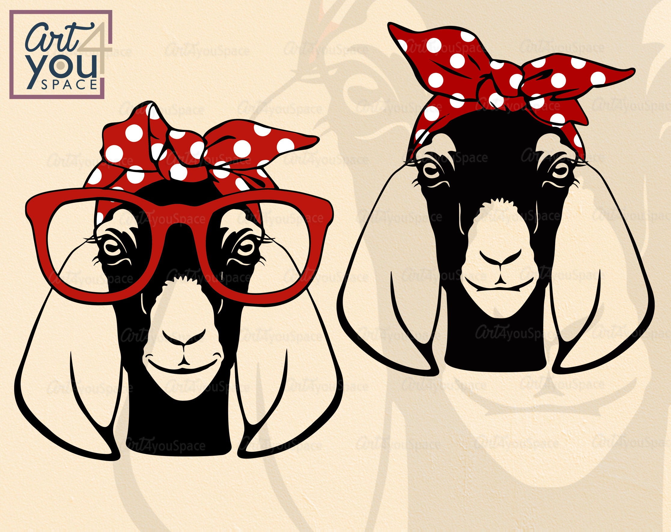 Download Goat With Bandana Glasses Svg Files For Cricut Download Funny Etsy