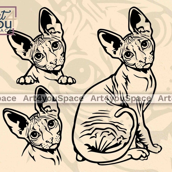 Sphynx Cat SVG files for Cricut, Peeking Pet dxf, t-shirt design, animal face Outline Vector Clipart Download, Line printable art png.