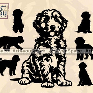 Labradoodle Schneidedatei, Laser geschnitten Vektor, dxf Dateien für Plotter Plotter, Hundegrafik, Cricut Becherpresse svg, niedlicher Welpe Png Clipart