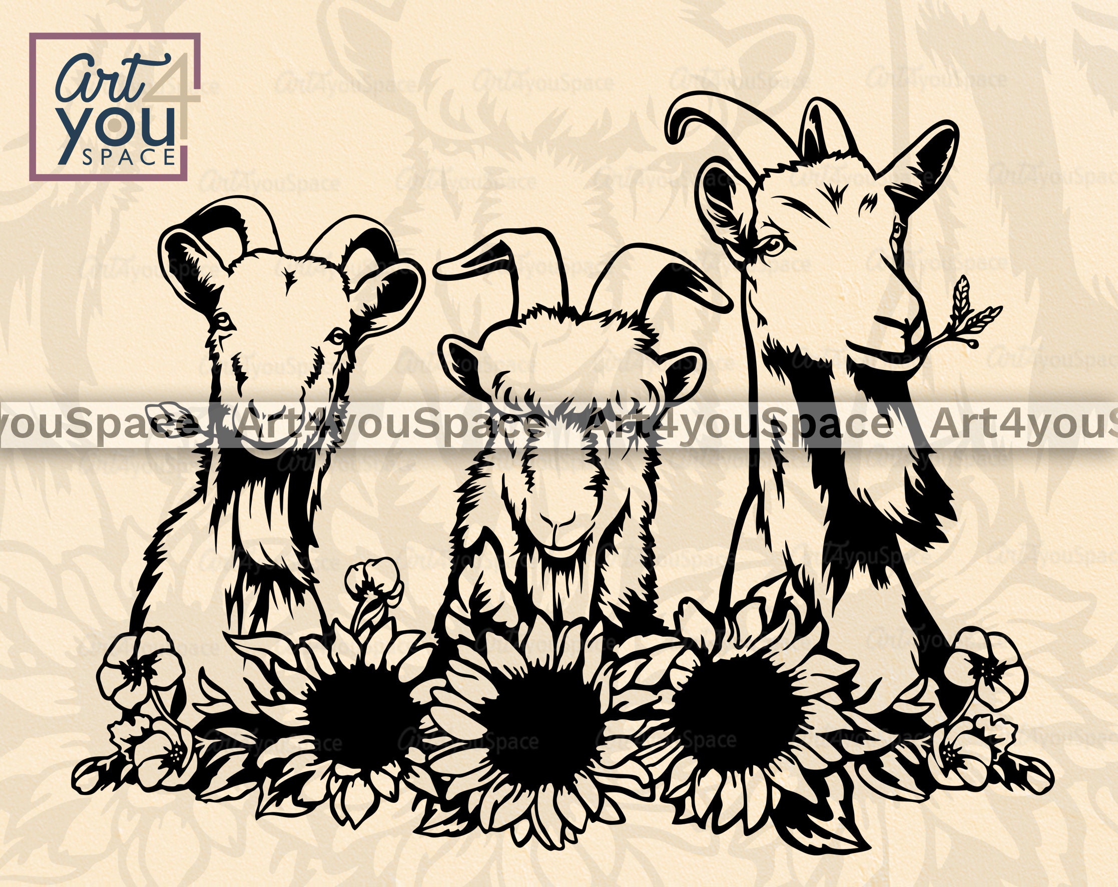 Download Goat sunflowers svg Cricut farm animals flowers clipart ...