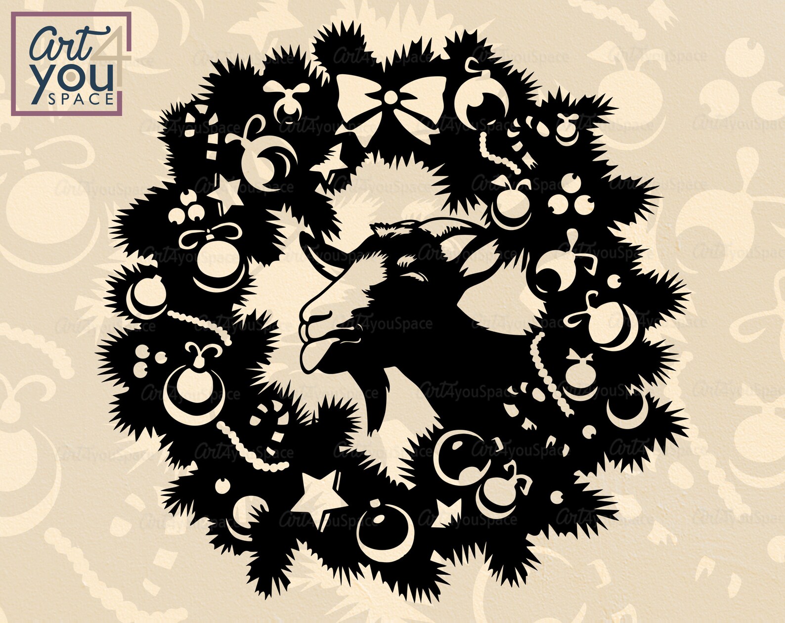 Download Christmas wreath goat svg bundle xmas vector farm animal ...