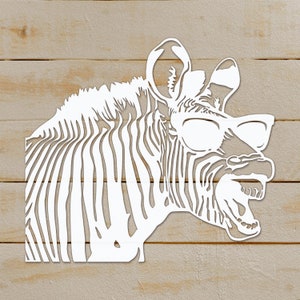 zebra Svg, cricut, funny animal in Glasses, safari animal, head, zoo, african, clipart, vector, download, png, shirt stencil, dxf, laser cut image 7