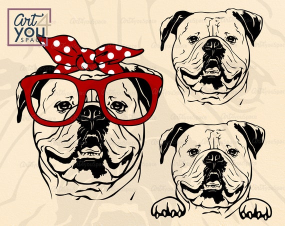 Download American Bulldog Svg Peeking Dog Svg File For Cricut Face Etsy