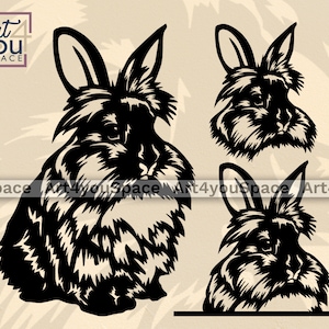 Cabeça de leão, coelho, arquivos svg para Cricut, rosto de coelho lop, clipart de animais fofos, download digital de arte vetorial, png, arquivos dxf de corte a plasma cnc
