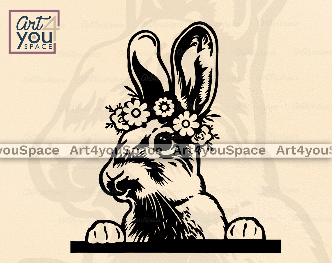 Rabbit SVG Floral Bunny Clipart Svg Files for Cricut - Etsy