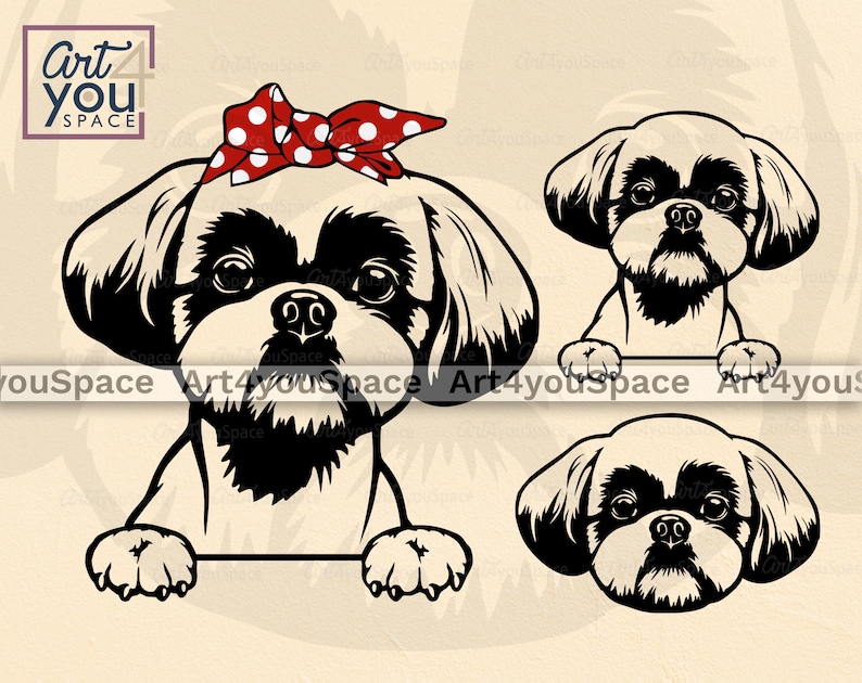 Download Shih tzu svg dog SVG file for Cricut Cute face bandana | Etsy