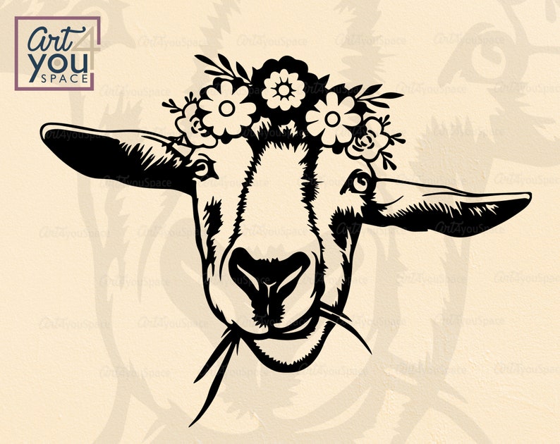 Download Goat flower wreath SVG files cricut clipart farm animal ...