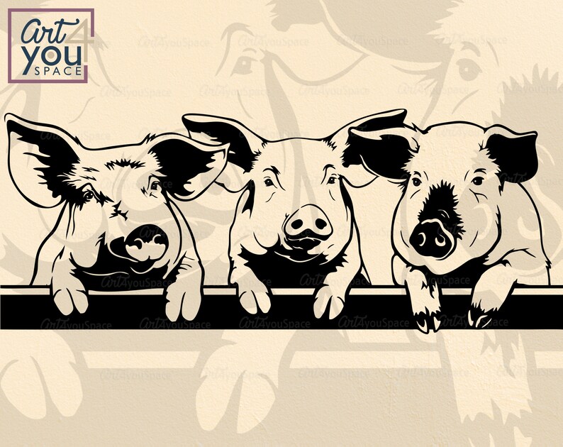 Download Funny Pigs Svg Peeking Farm animals cricut clipart Swine | Etsy