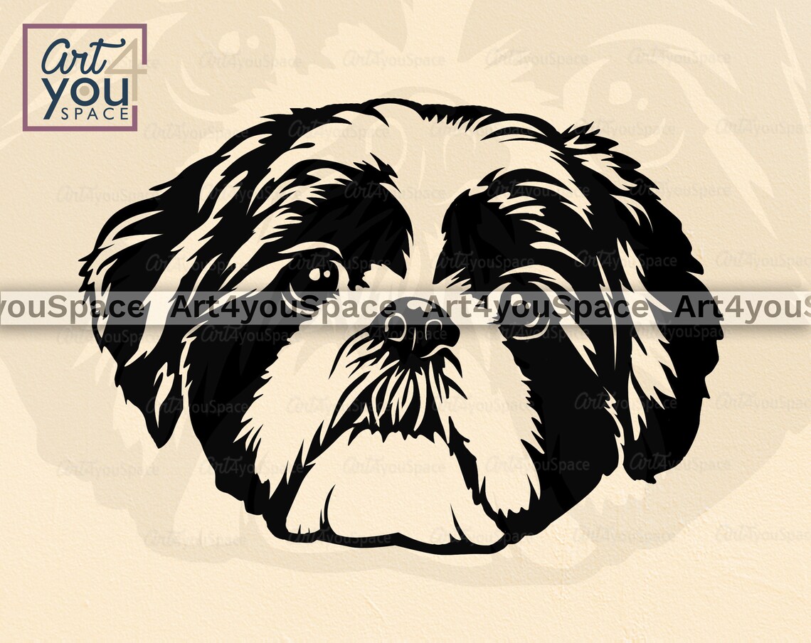 Shih Tzu Svg, Dog SVG File for Cricut, Cute Face Clipart, Breed ...