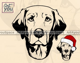 Labrador Retriever svg, Lab Head, dog Face svg for cricut, pet clipart, vector art, png, Christmas Santa hat, shirt stencil, dxf download