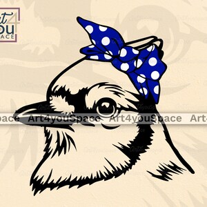 Blue Jay Bird svg files for cricut, bird head glasses bandana Clipart, vector Download, png, dxf, Printable art, mascot team logo design image 8