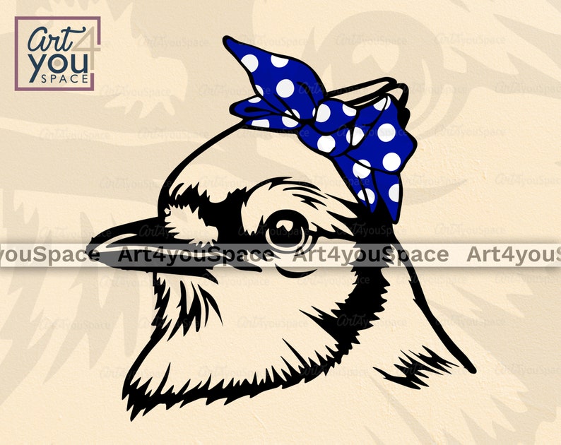 Blue Jay Bird svg files for cricut, bird head glasses bandana Clipart, vector Download, png, dxf, Printable art, mascot team logo design image 8