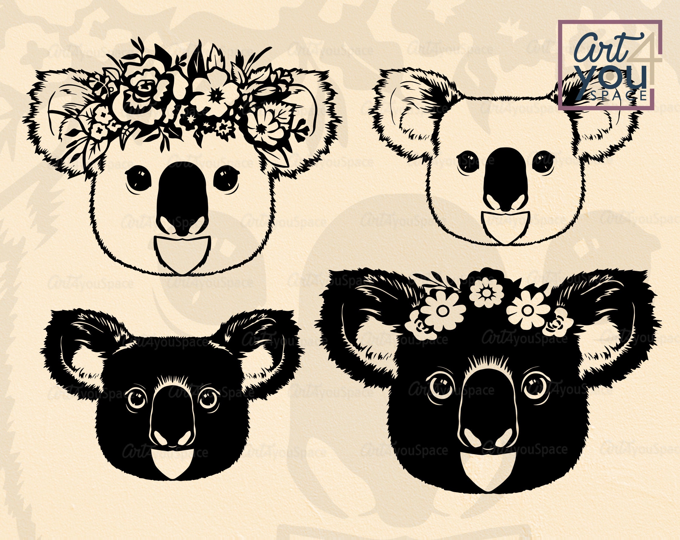 Download Koala Svg file for cricut koala flower crown Australian | Etsy