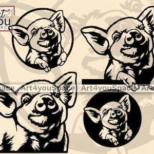 Images png de cochon, clipart ferme, fichiers svg drôles, cochon modèle svg, ornement cochon, cochon mignon svg, vecteur de cochon découpé au Laser, fichiers dxf pour cnc plasma
