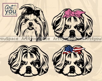 Shih tzu svg, dog SVG file for cricut, Cute face clipart, breed head, download, vector graphics printable art png, dxf, design shirt svg