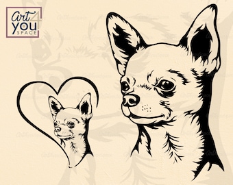 Chihuahua svg, dog svg ClipArt, breed, head, Dog face vector, Memorial love, Download, cricut, png, dxf, printable art, shirt svg, cut file