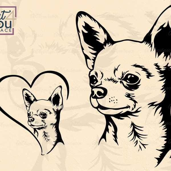 Chihuahua svg, dog svg ClipArt, breed, head, Dog face vector, Memorial love, Download, cricut, png, dxf, printable art, shirt svg, cut file