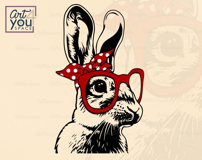 Download Rabbit SVG Bunny glasses bandana svg files for cricut | Etsy