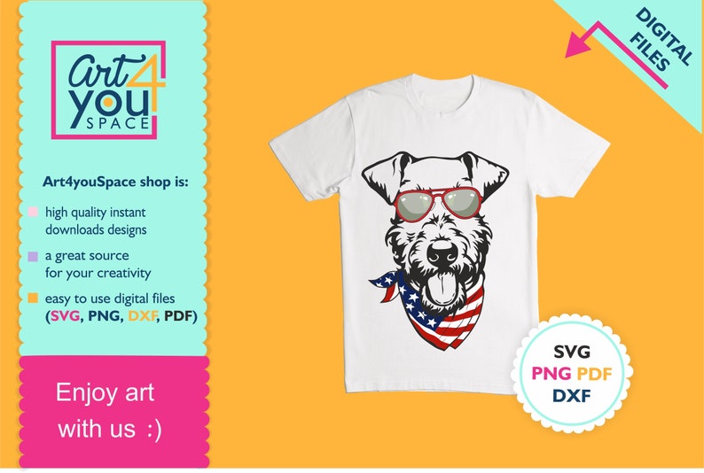 Pet Glasses USA Face dog SVG cricut Clipart Animal PNG American flag svg bundle dxf download peeking bandana Airedale terrier