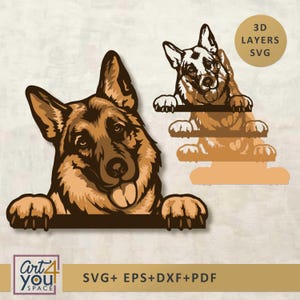 German Shepherd 3d layered svg