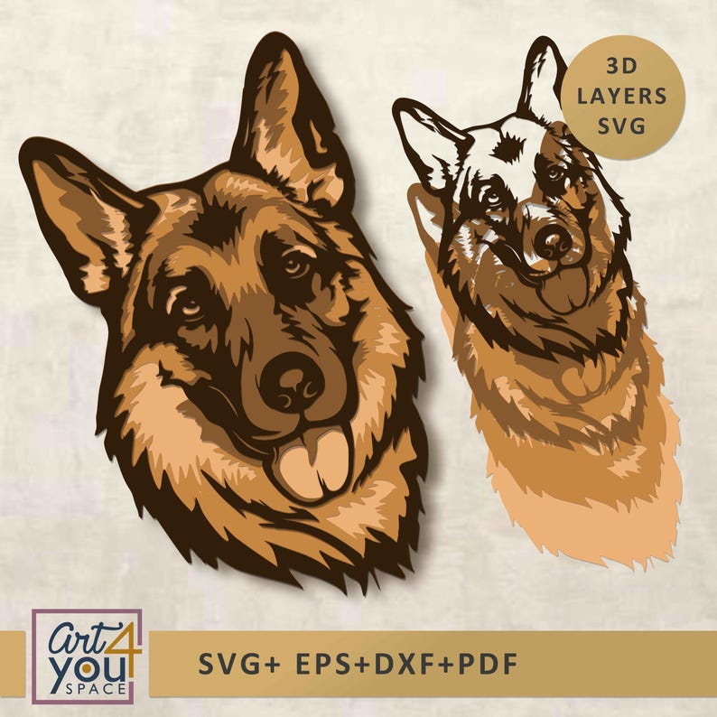 German Shepherd 3d plywood cutting design