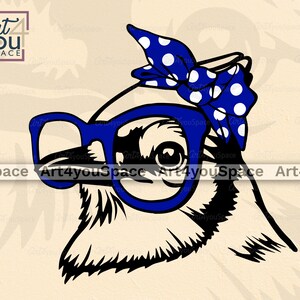 Blue Jay Bird svg files for cricut, bird head glasses bandana Clipart, vector Download, png, dxf, Printable art, mascot team logo design image 9