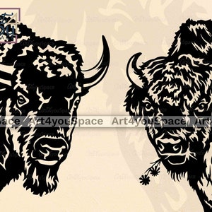 Fichier SVG Bison Cricut, Clipart bovin, Buffalo Peeking vector, taureau png, vache, animal de la ferme, découpe laser plasma Dxf, CNC, fichiers Lightburn
