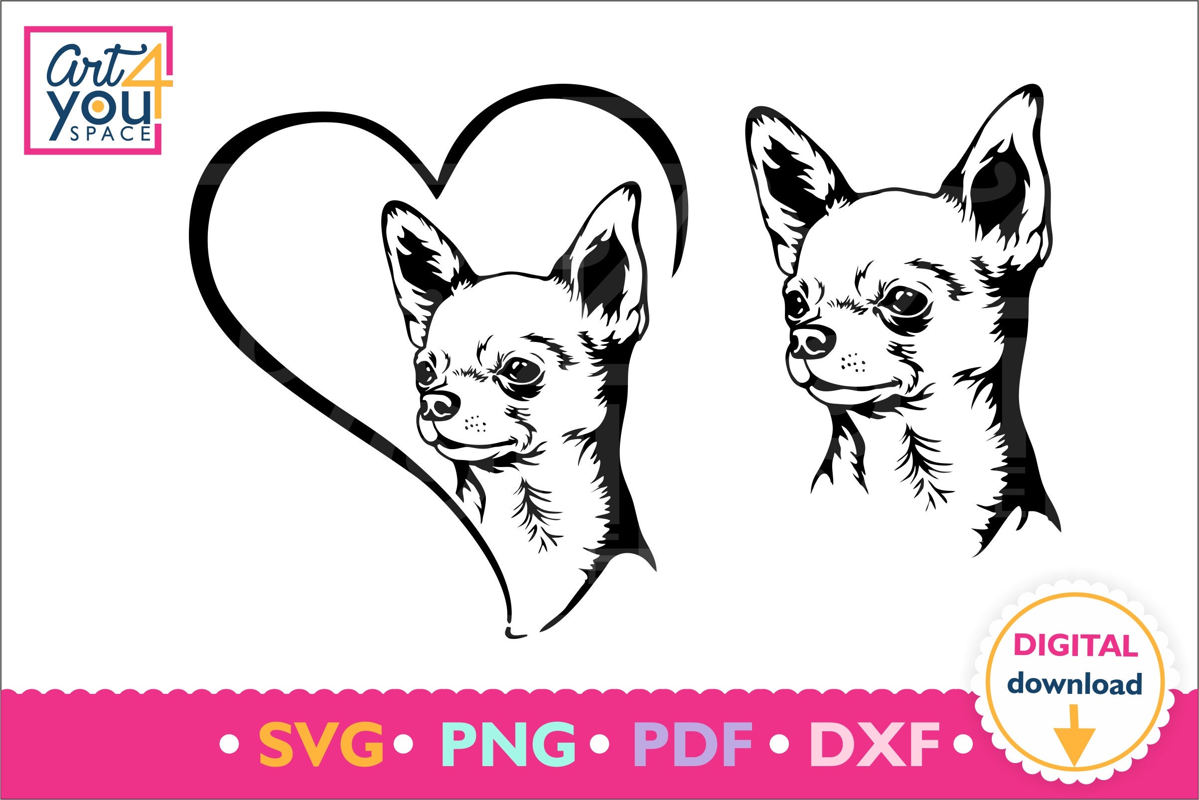 Chihuahua Svg Dog Valentine Clipart Breed Vector Dog Etsy