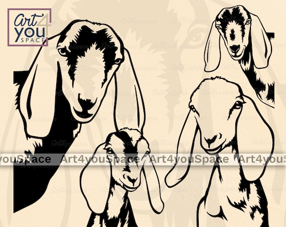 Download Nubian Goat Svg Files For Cricut Dxf Peeking Farm Animal Face Cute Clipart Head Png Vector Image Download Printable Art Design Logo