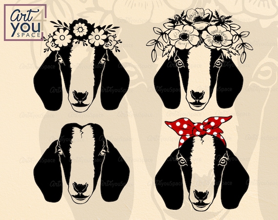 Download Boer Goat Svg Files For Cricut Goat With Flower Bandana Svg Etsy