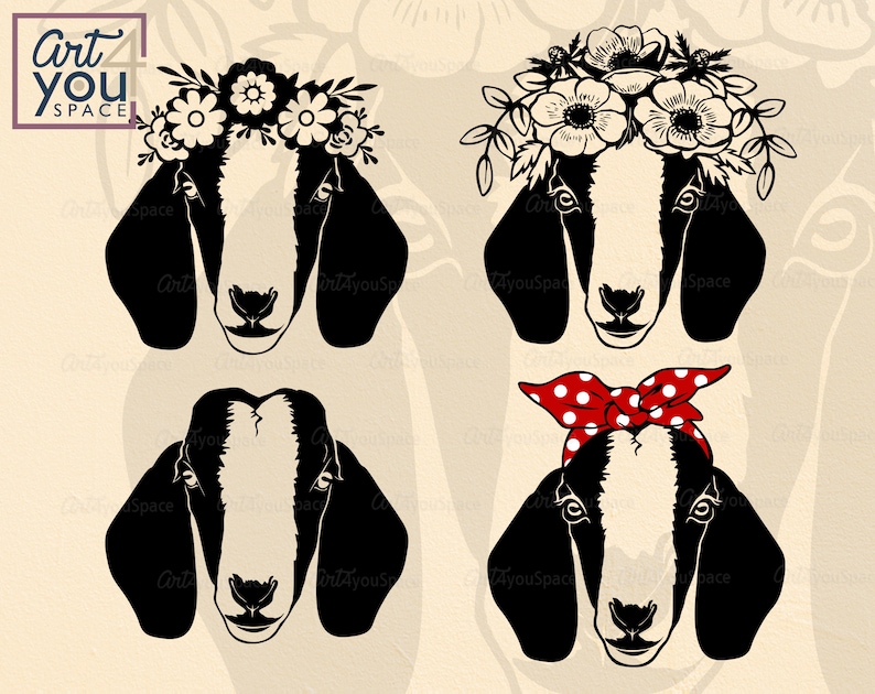 Download Boer goat svg files for cricut goat with flower bandana ...