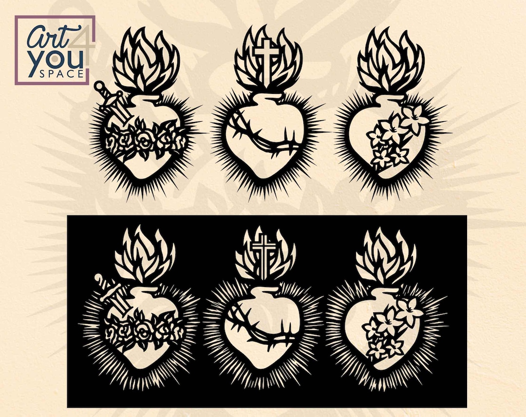 Holy Family Hearts Svg / Sacred Heart of Jesus, Immaculate Heart of