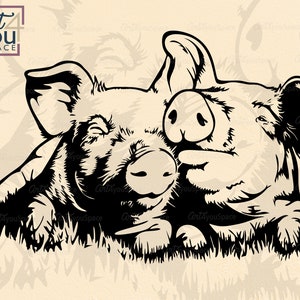 Pigs Svg, Farm animals cricut, Piggy, Piglet, Swine, Hog, Farmhouse clipart, cute livestock vector download, png, printable, shirt cameo dxf