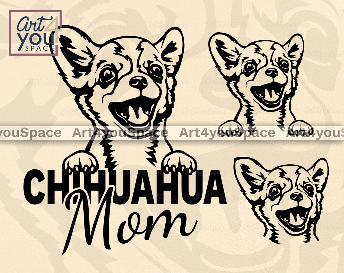 Download Chihuahua mom SVG Dog Cricut project Funny peeking pet ...