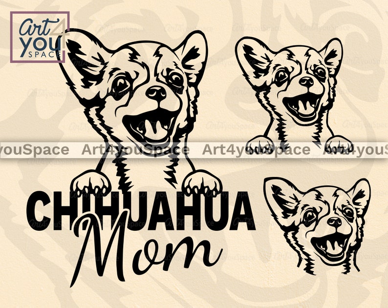Download Chihuahua mom SVG Dog Cricut project Funny peeking pet ...