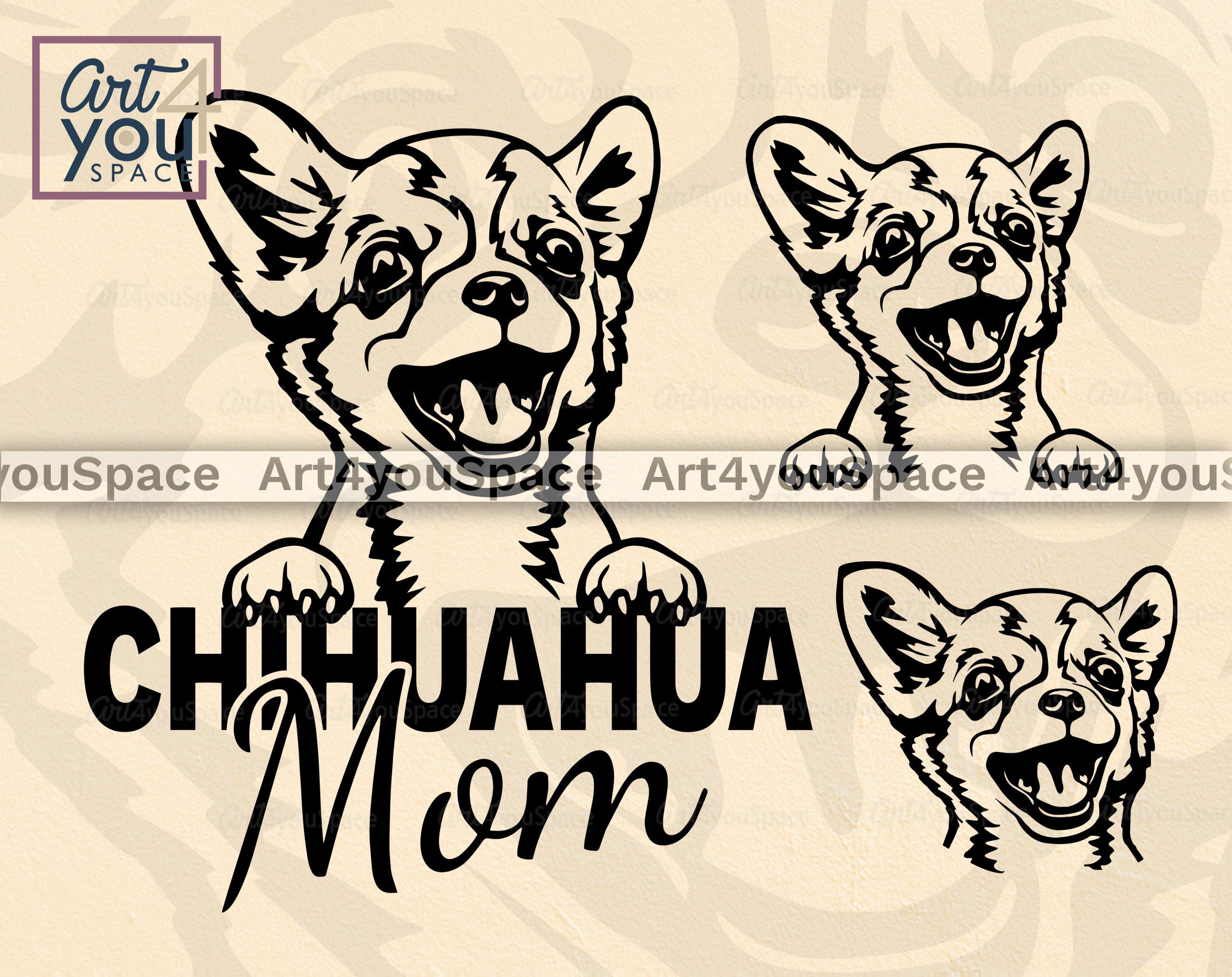 Download Chihuahua mom SVG Dog Cricut project Funny peeking pet ...